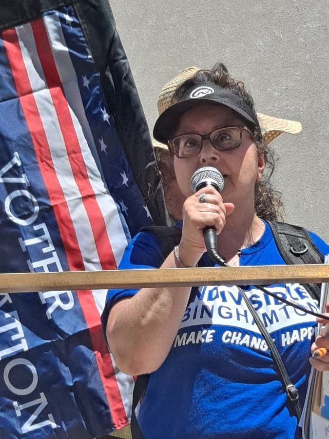 Indivisible Binghamton members on the street